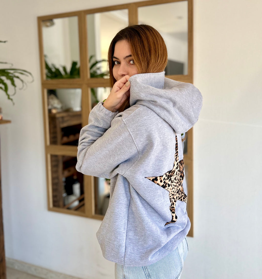 Poleron Oversize Estrella - Color Gris