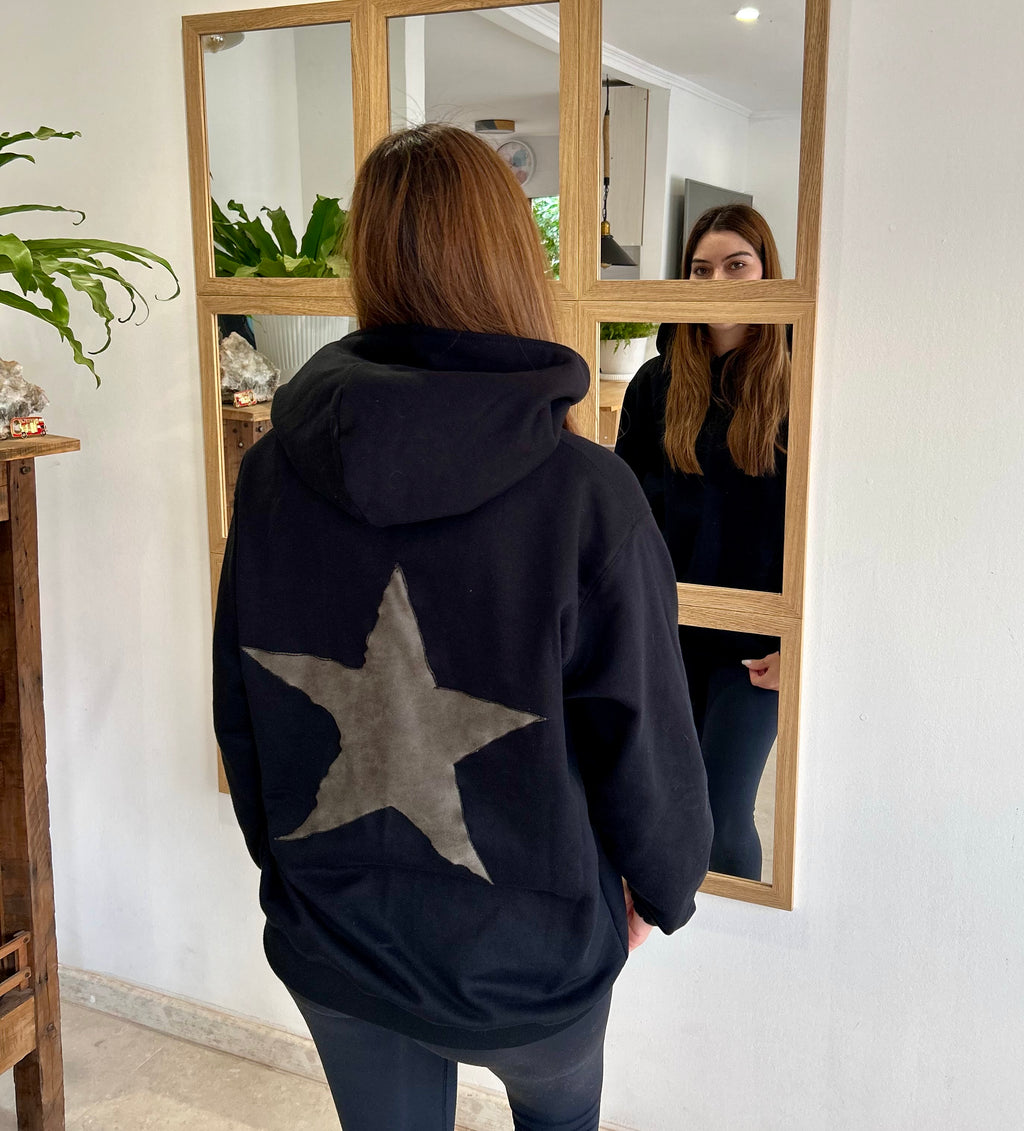 Poleron Oversize Estrella - Color Negro