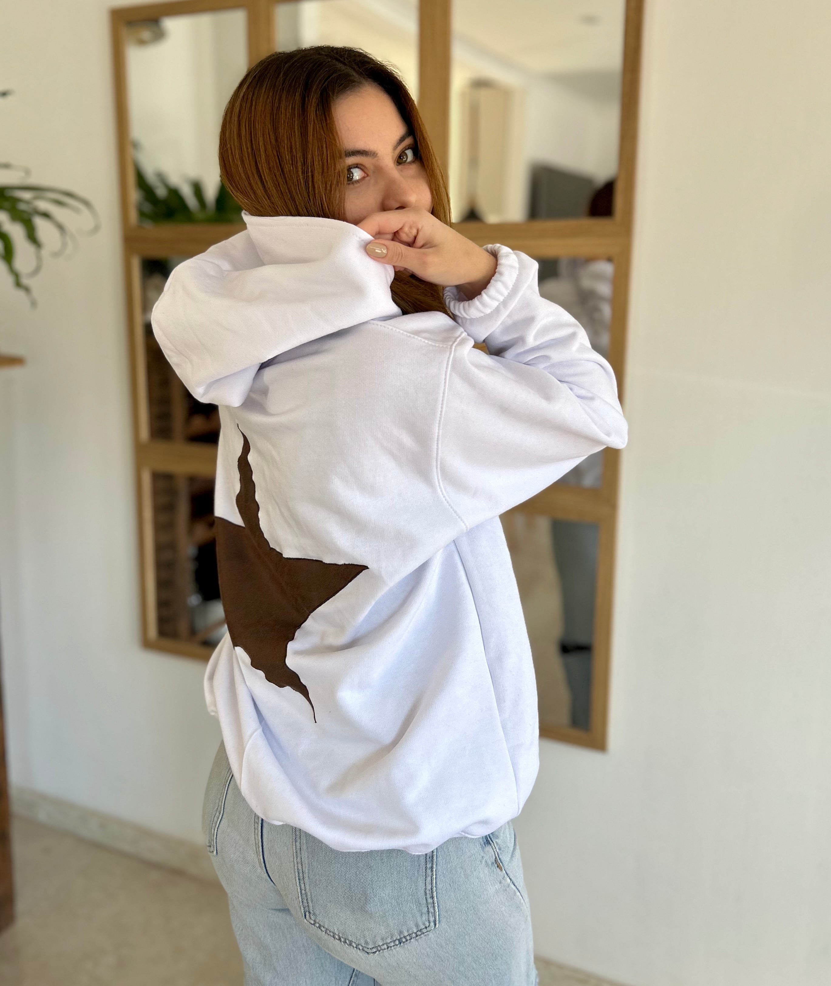 Poleron Oversize Estrella - Color Blanco