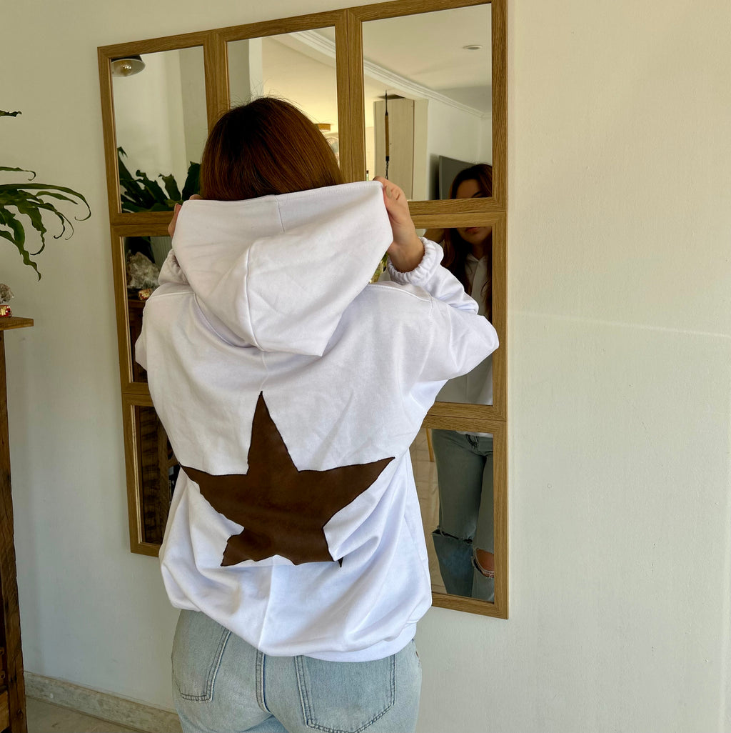 Poleron Oversize Estrella - Color Blanco